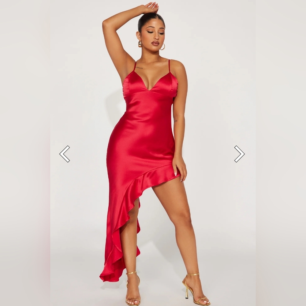 Valeria Satin Maxi Dress - Red